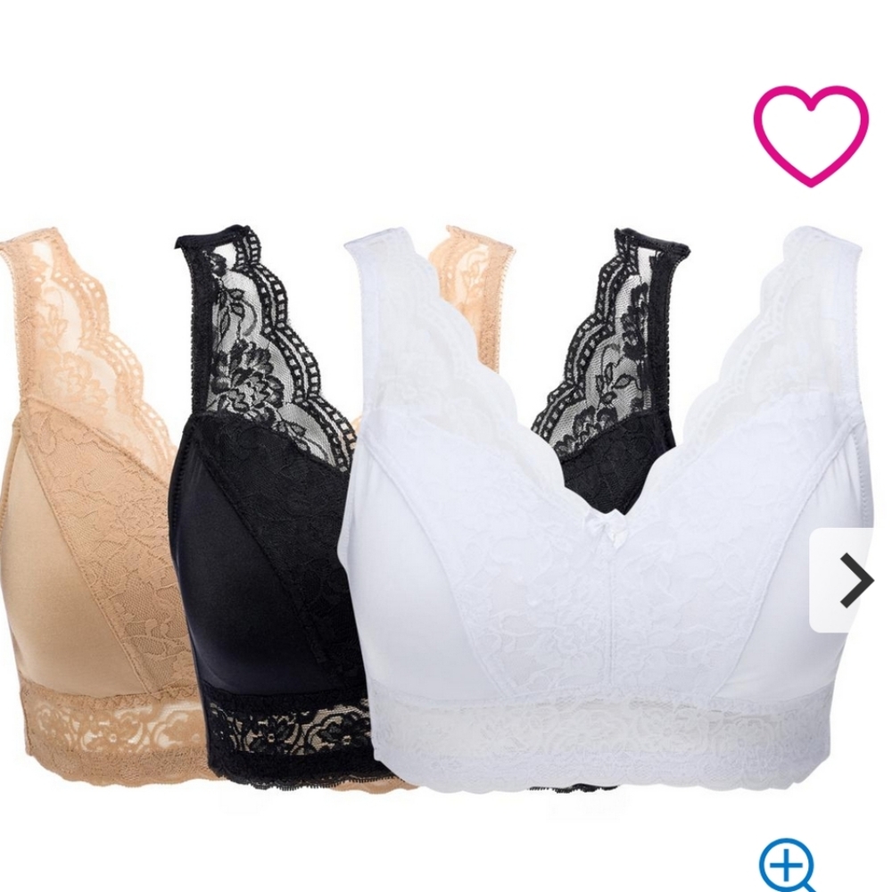 Rhonda Shear Lace Trim Bras - Black, White, and Tan NWOT